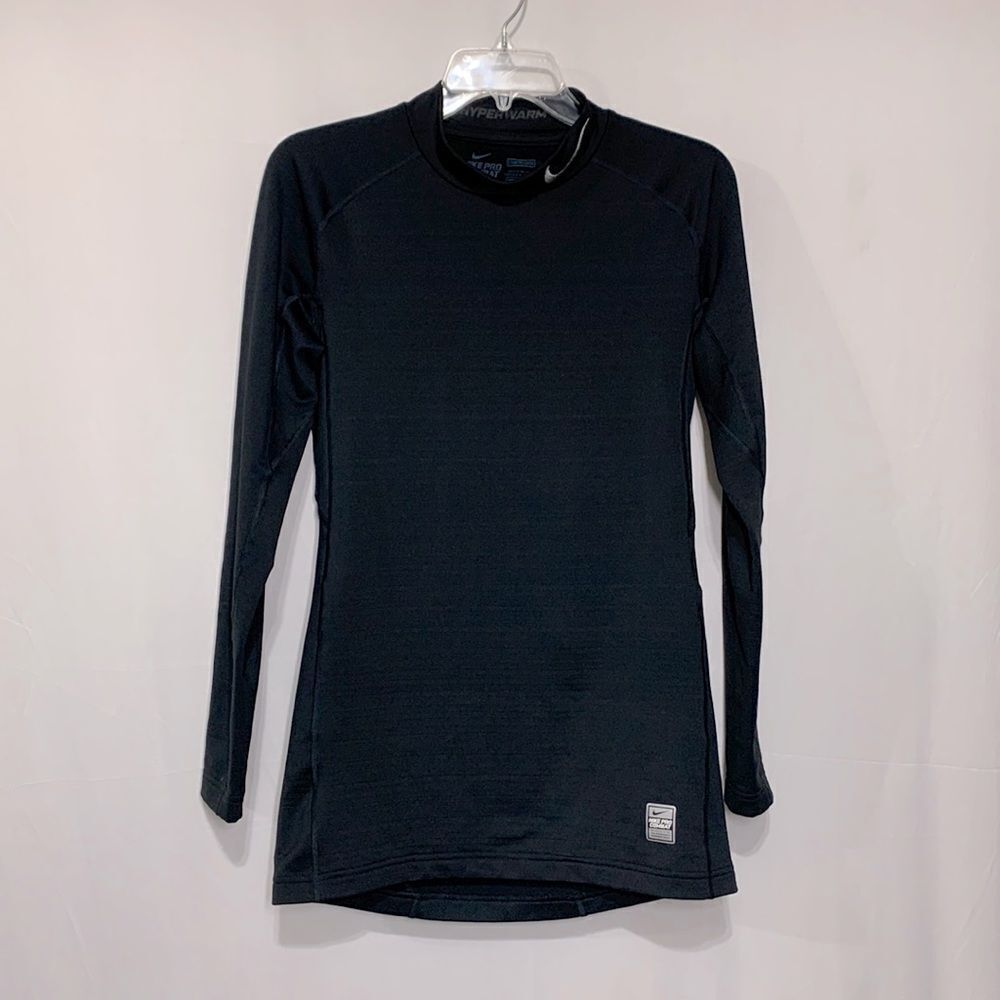 NIKE Pro Combat Hyperwarm Compression Dri-Fit long sleeve shirt silver logo sz L